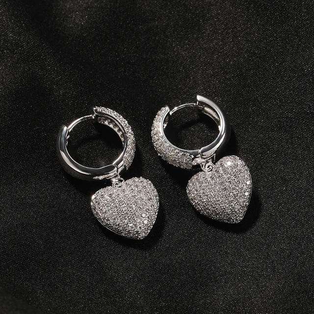 Pave Heart Earrings